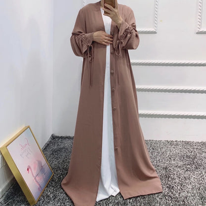 Ruched sleeve abaya