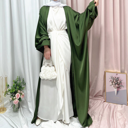 Ruched sleeve open abaya